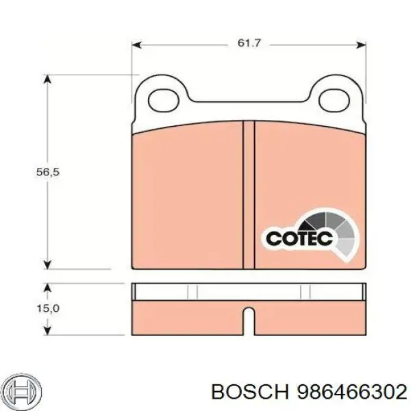 986466302 Bosch Колодки гальмівні задні, дискові