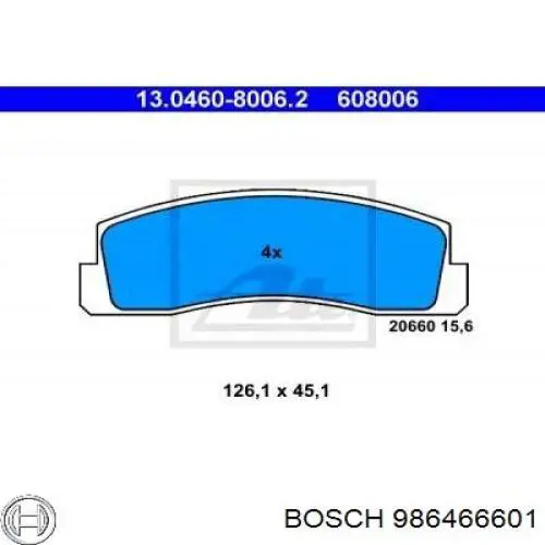 986466601 Bosch колодки гальмівні передні, дискові