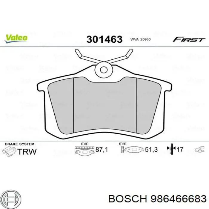 Купити 986466683 Bosch Задні колодки