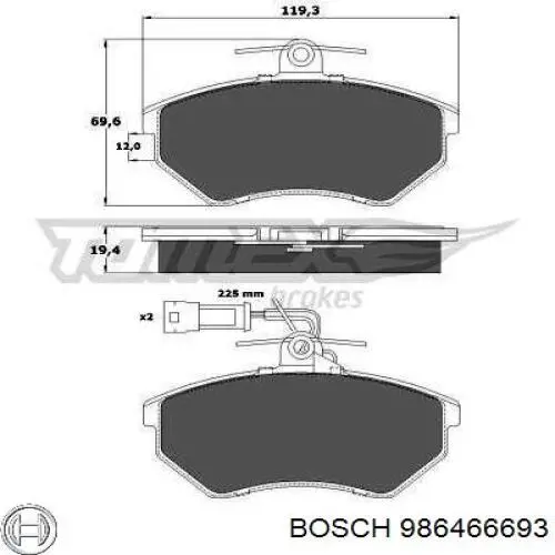 Передні тормозні колодки 986466693 Bosch