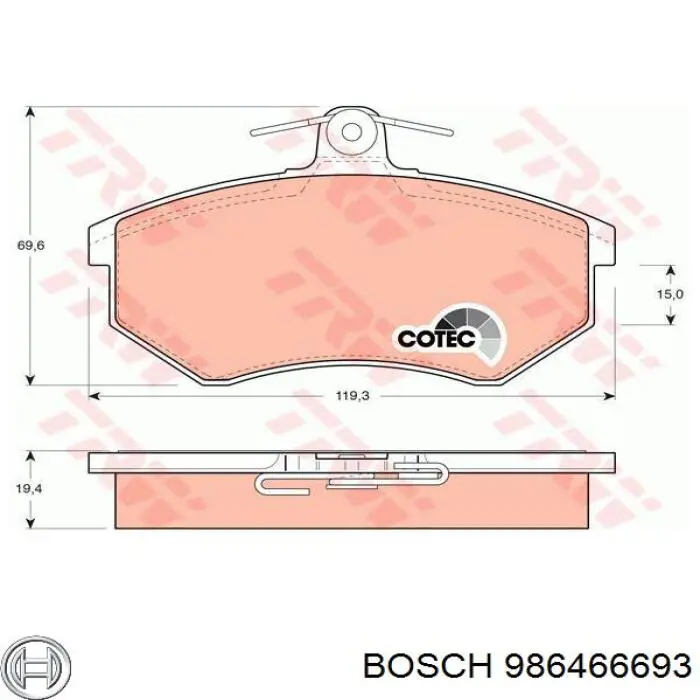 Гальмівні колодки Bosch 986466693 ціна, від 18.42 USD