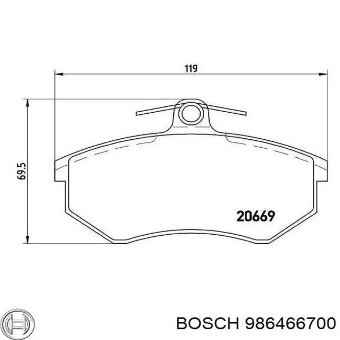 986466700 Bosch Передні гальмівні колодки