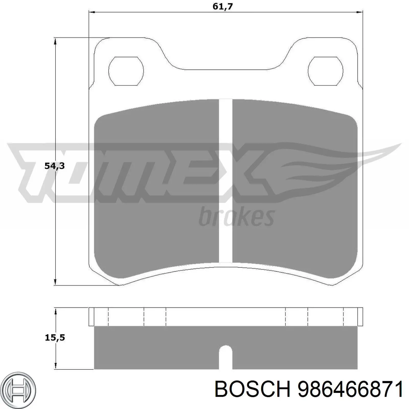 986466871 Bosch колодки гальмові задні, дискові