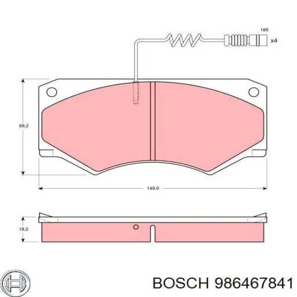 Передні тормозні колодки 986467841 Bosch