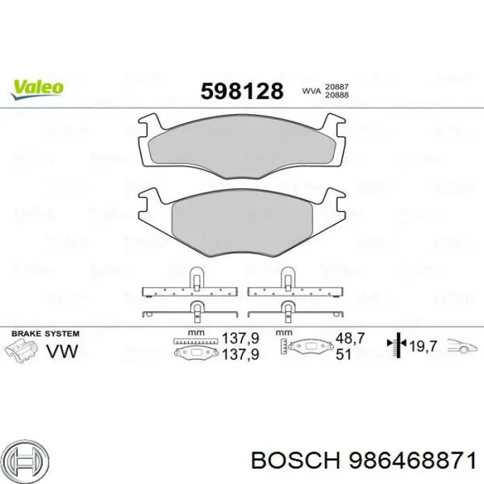 Передні тормозні колодки 986468871 Bosch
