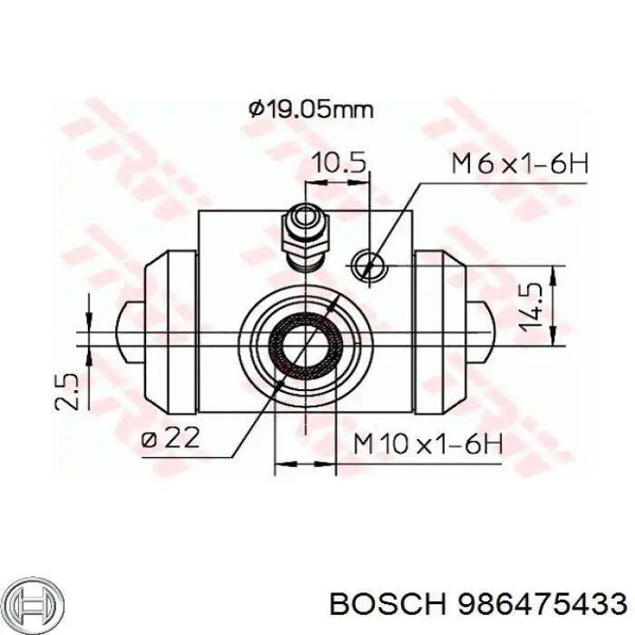 Циліндр гальмівний колісний/робітник, задній 986475433 Bosch