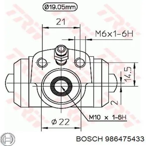 986475433 Bosch циліндр гальмівний колісний/робітник, задній