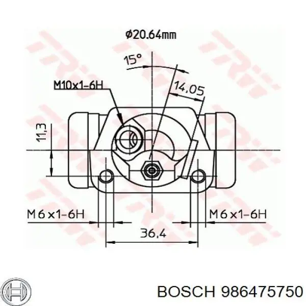 986475750 Bosch циліндр гальмівний колісний/робітник, задній