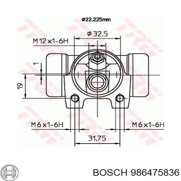 986475836 Bosch циліндр гальмівний колісний/робітник, задній
