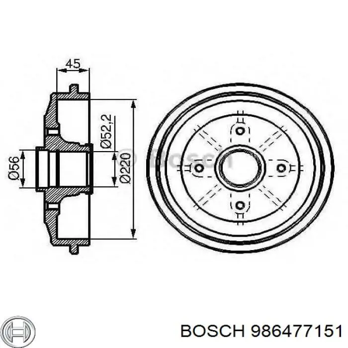 Купити 986477151 Bosch Барабан гальмівний задній