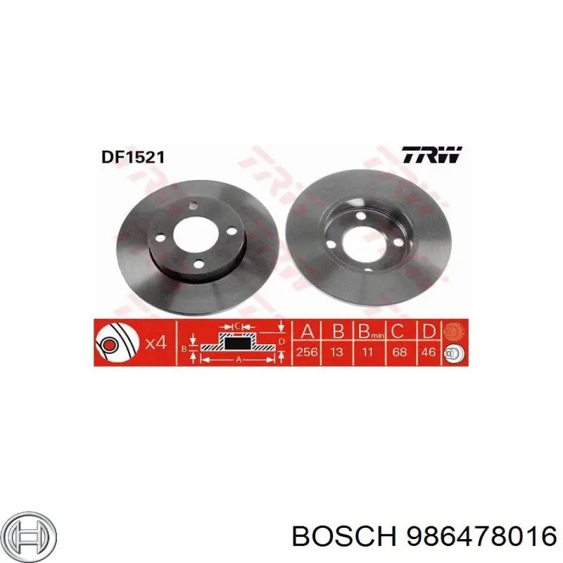 986478016 Bosch Гальмо дискове переднє