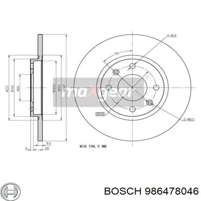 986478046 Bosch диск гальмівний передній