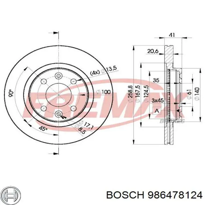 Диск переднього гальма Bosch 986478124 ціна, від 29.14 USD