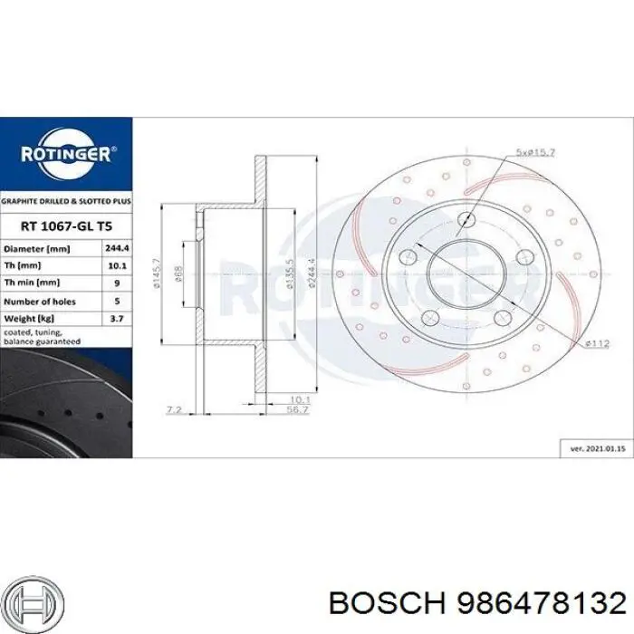 Задні дискові гальма Bosch 986478132 ціна, від 23.14 USD