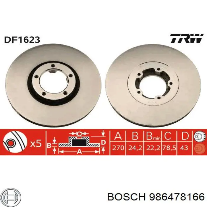 Гальмівні диски передні 986478166 Bosch