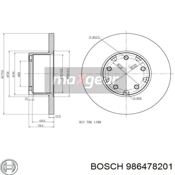 986478201 Bosch диск гальмівний передній
