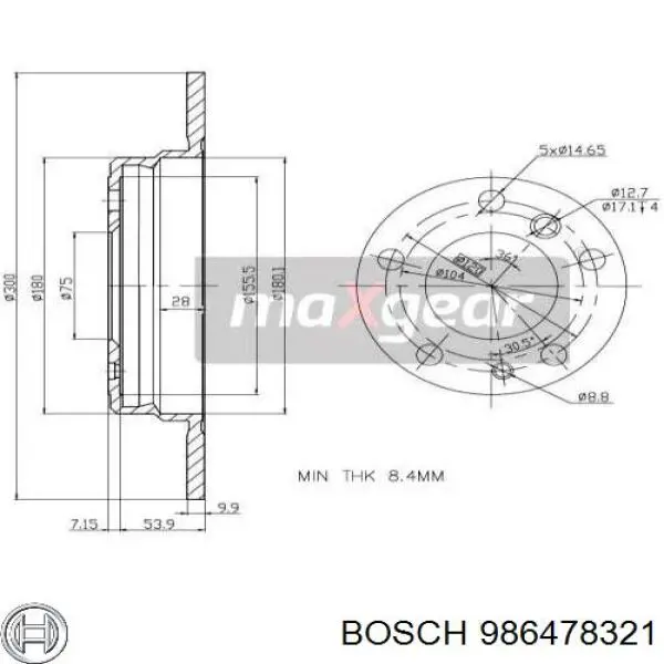 986478321 Bosch Дискові гальма