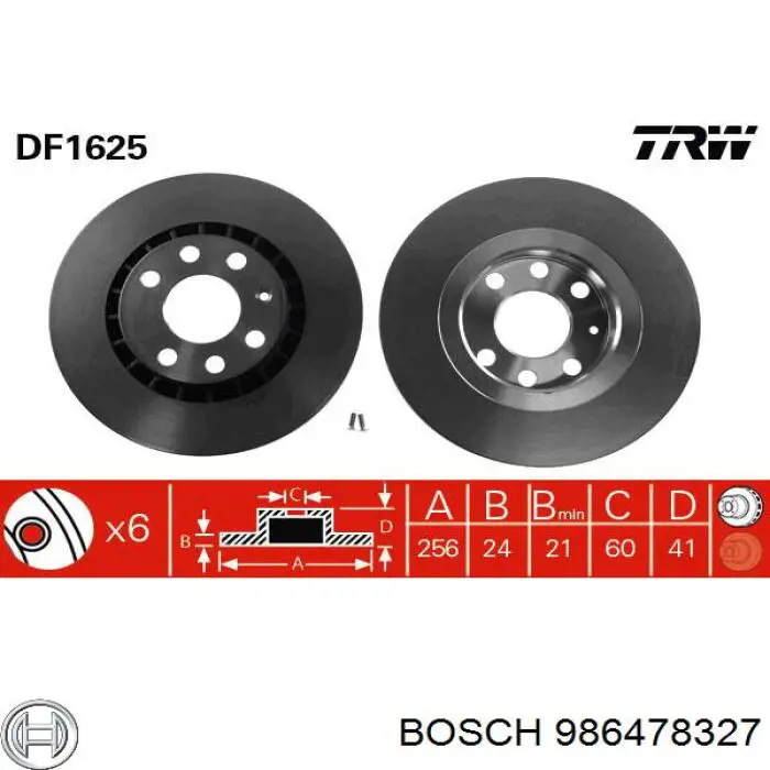 986478327 Bosch диск гальмівний передній