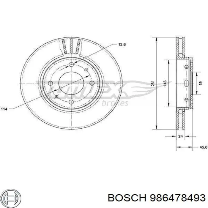 Диск переднього гальма Bosch 986478493 ціна, від 39.15 USD