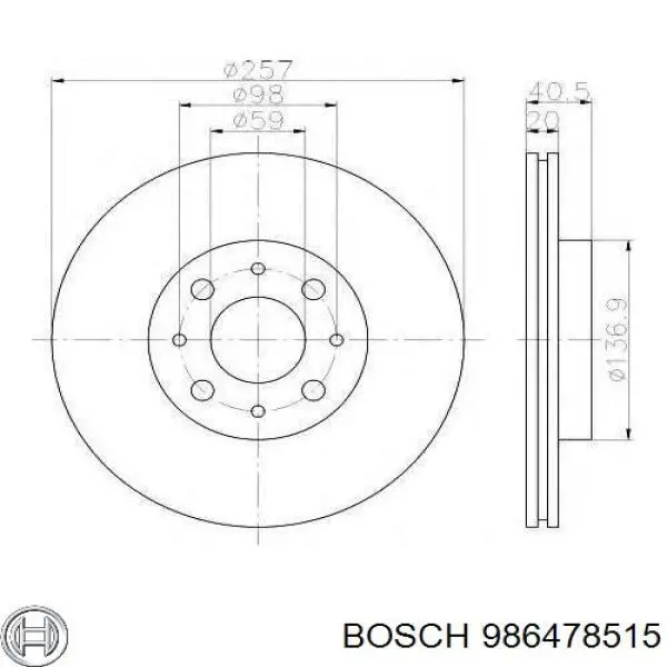 986478515 Bosch диск гальмівний передній