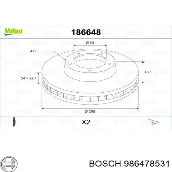 986478531 Bosch диск гальмівний передній