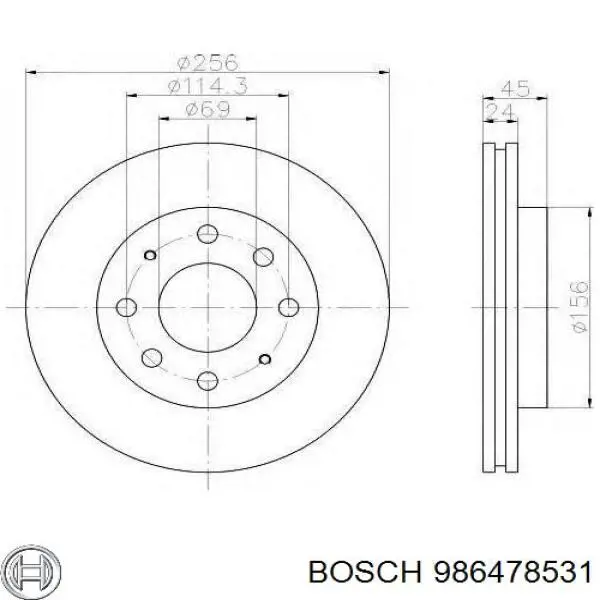 Гальмівні диски передні 986478531 Bosch