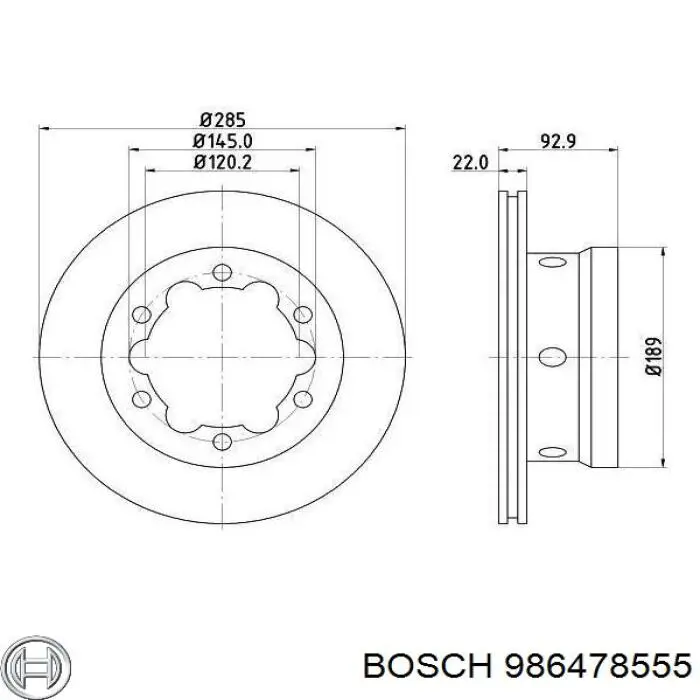Купити 986478555 Bosch Диск заднього гальма