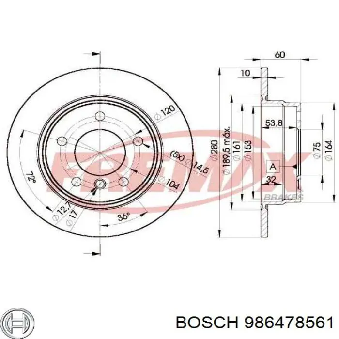 Задні дискові гальма Bosch 986478561 ціна, від 29.12 USD
