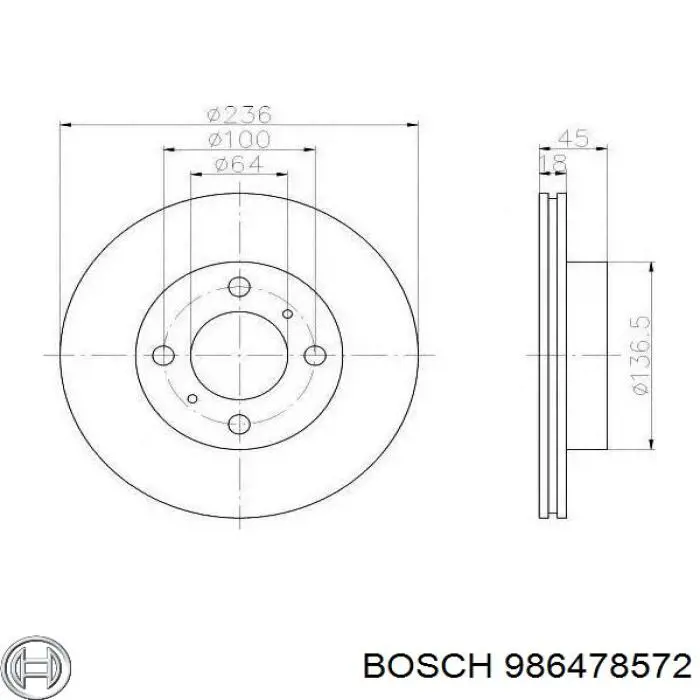 986478572 Bosch Гальмо дискове переднє