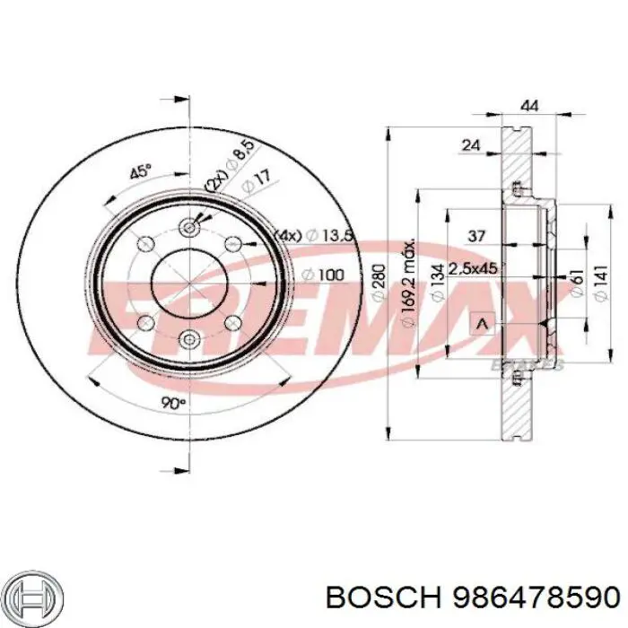 986478590 Bosch Гальмо дискове переднє