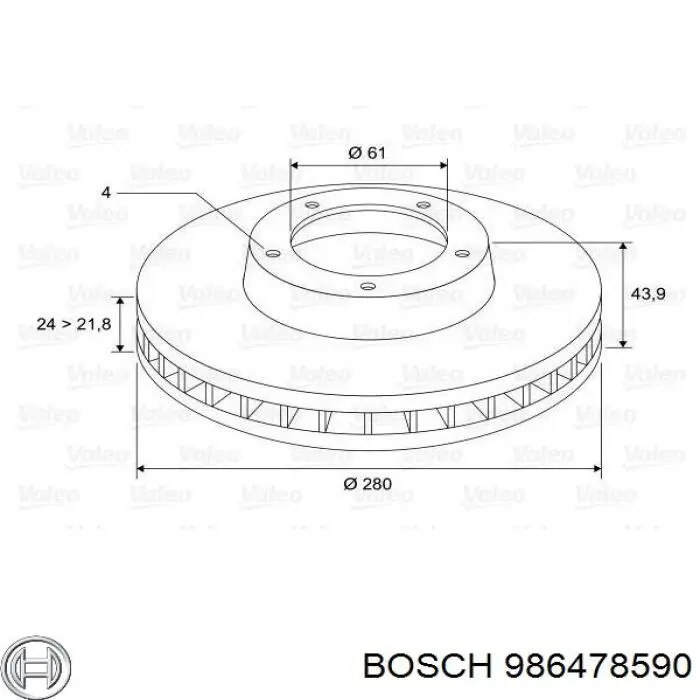Диск переднього гальма Bosch 986478590 ціна, від 40.37 USD