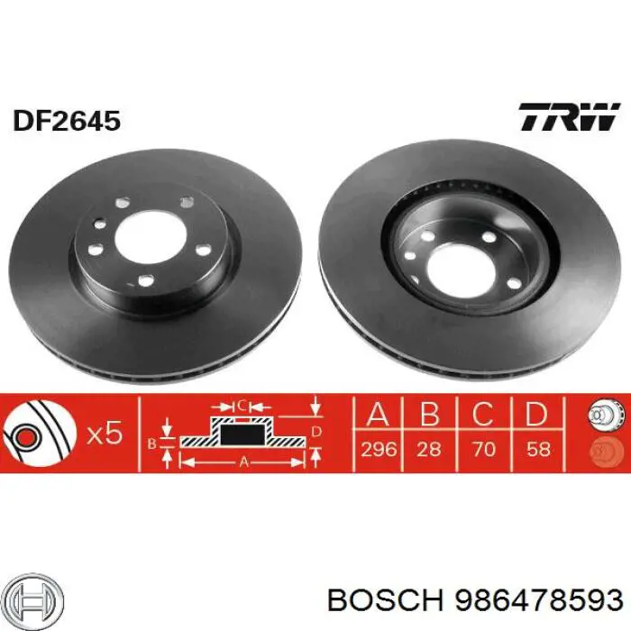 Гальмівні диски передні 986478593 Bosch