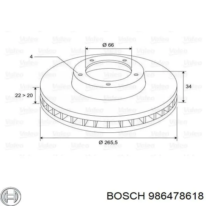 986478618 Bosch Гальмо дискове переднє