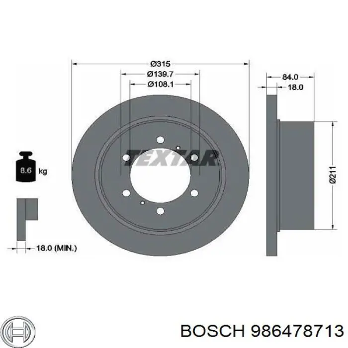 Гальмівні диски 986478713 Bosch