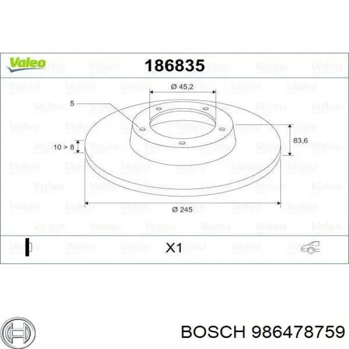 986478759 Bosch Дискові гальма
