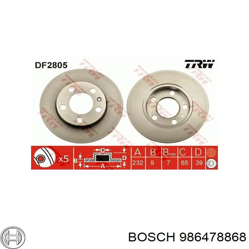 Задні дискові гальма Bosch 986478868 ціна, від 19.07 USD