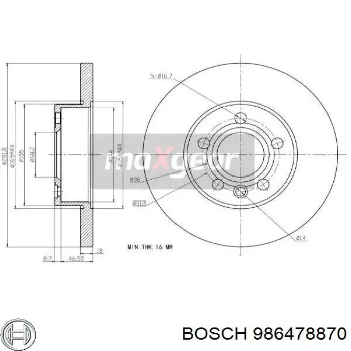 Гальмівні диски передні 986478870 Bosch