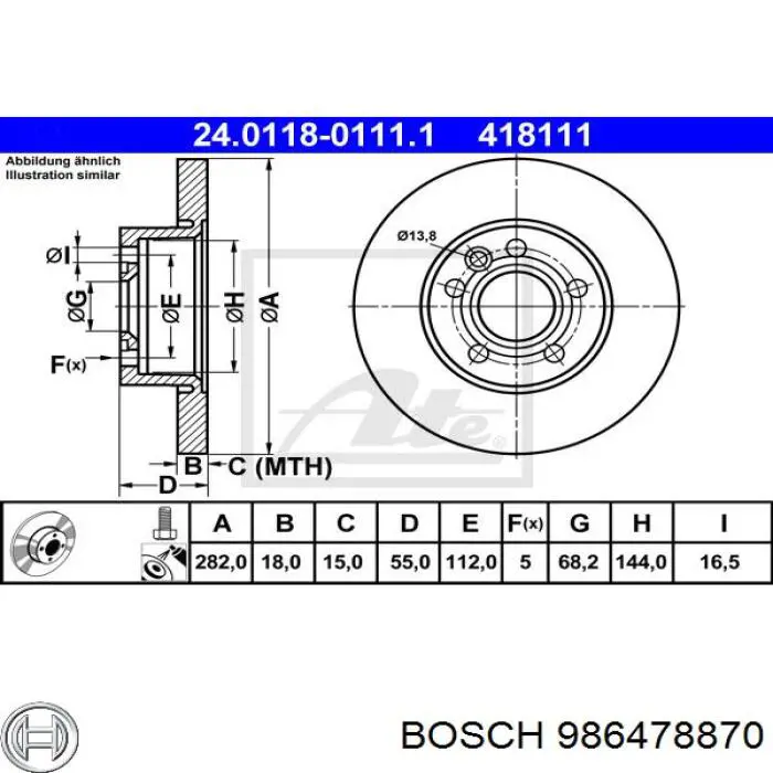 Диск переднього гальма Bosch 986478870 ціна, від 40.97 USD
