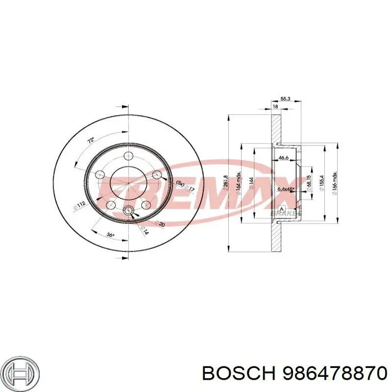 986478870 Bosch Гальмо дискове переднє