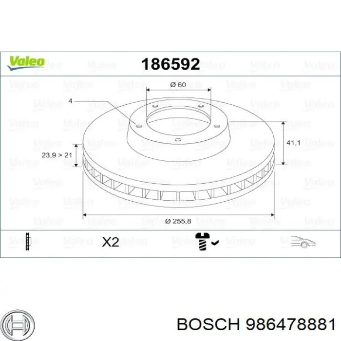 Гальмівні диски передні 986478881 Bosch