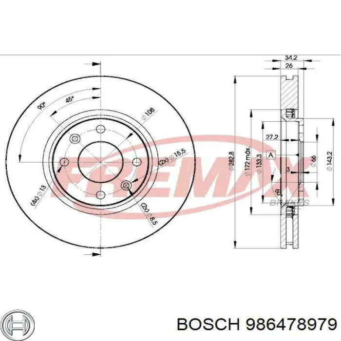 986478979 Bosch диск гальмівний передній