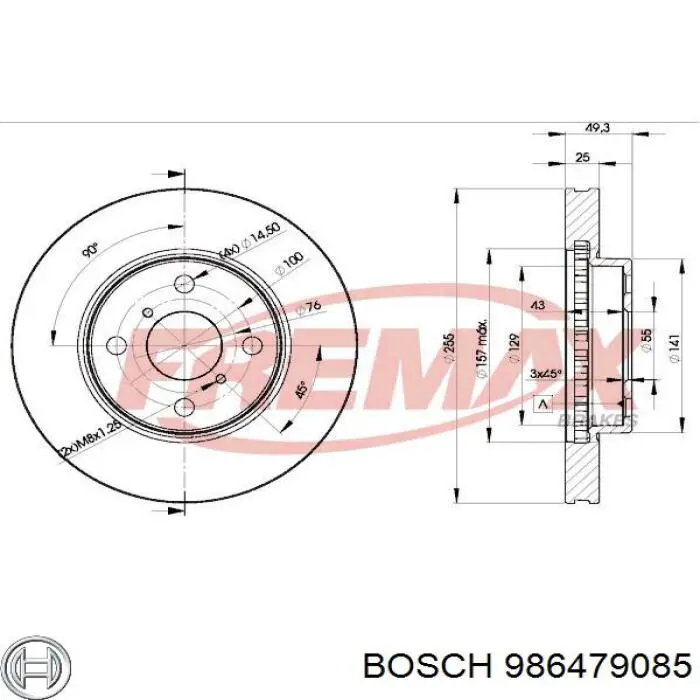986479085 Bosch диск гальмівний передній
