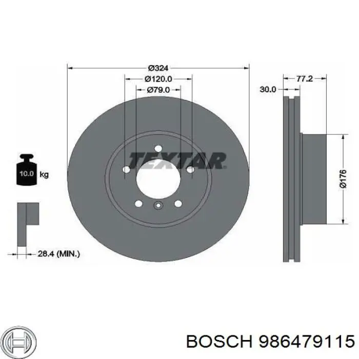 986479115 Bosch диск гальмівний передній