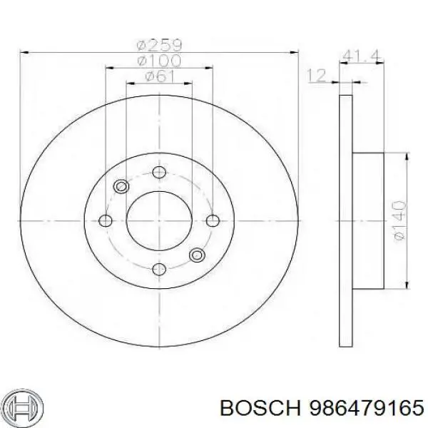 Диск гальмівний передній Bosch 986479165