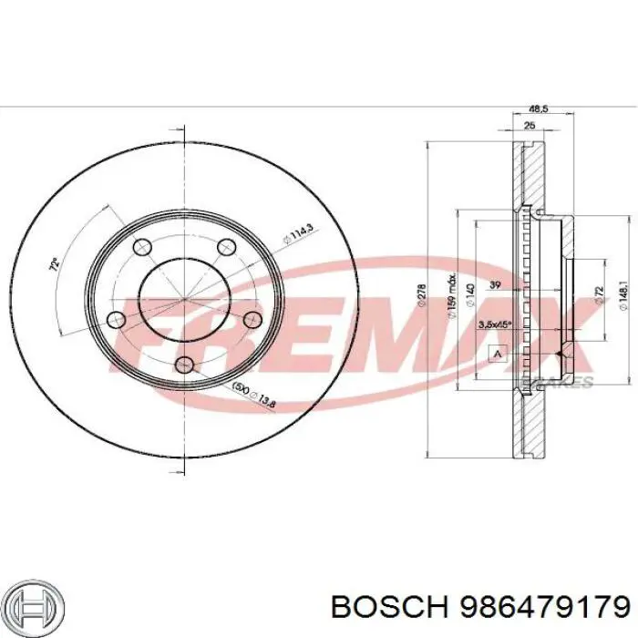 986479179 Bosch диск гальмівний передній