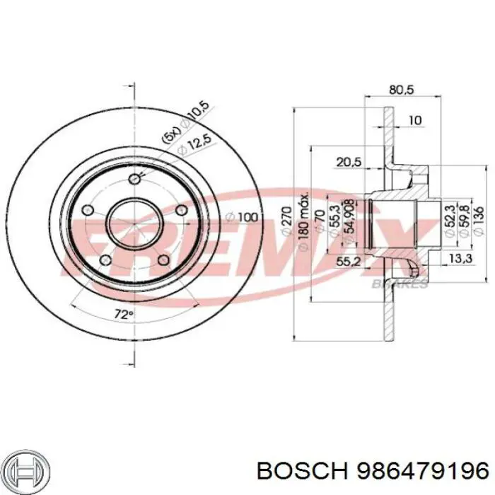 Задні дискові гальма Bosch 986479196 ціна, від 71.23 USD