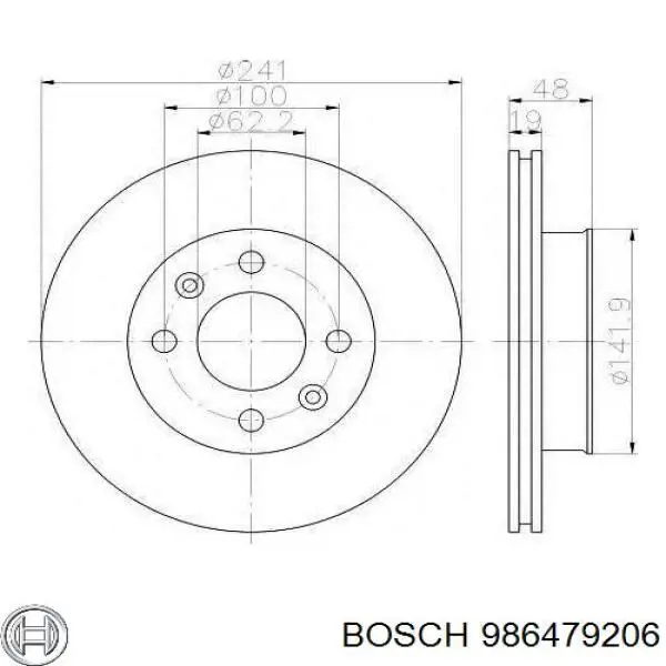 986479206 Bosch диск гальмівний передній