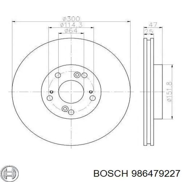 Диск переднього гальма Bosch 986479227 ціна, від 50.21 USD