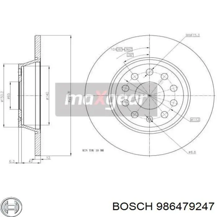 Задні дискові гальма Bosch 986479247 ціна, від 29.43 USD