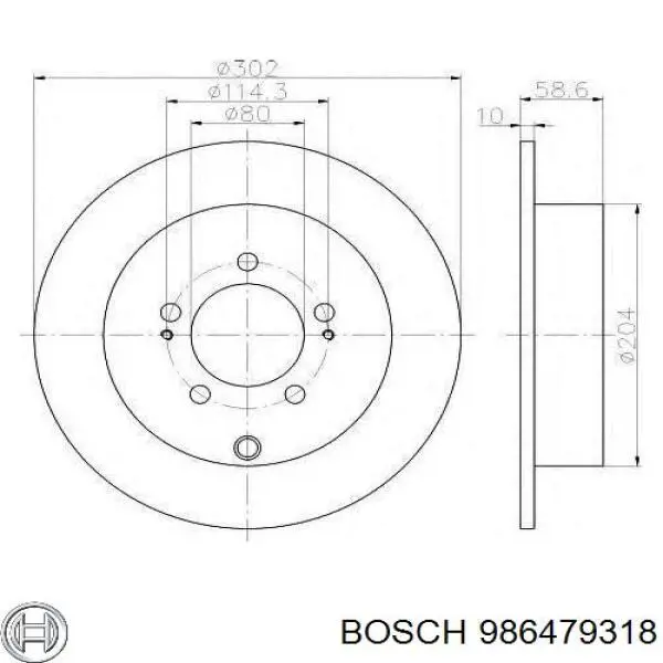 Купити 986479318 Bosch Диск заднього гальма
